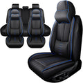 Car Seat Covers for GX 460,for Lexus GX 460 2010-2023,Leather Full Set Seat Covers,Airbag-Compatible Car Seat Protectors,Waterproof Seat Cover for Cars(Black+Blue,5PCS/with Pillows)