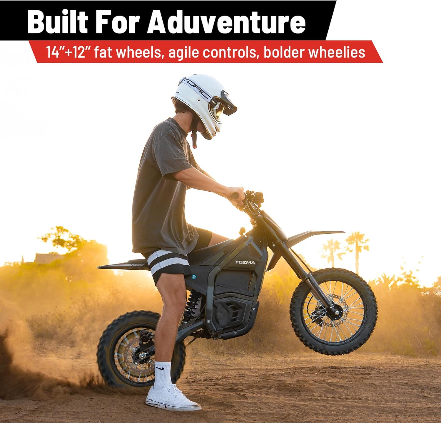 Yozma IN10 Electric Dirt Bike, 2600W 40MPH Electric-Motorcycle with 48V/23AH Battery Ebike, Full Hydraulic Brakes and Suspensions Mountain Off-Road E Dirt Bike, for Teens & Adults (Shadow Black)