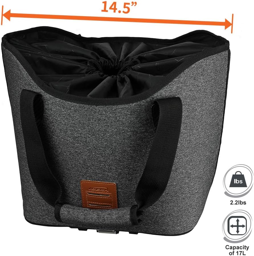 Ibera Bike Bag MIK Shopping Bag 17L - Clip-On bike Bags For Bicycles for Groceries up to 22 lbs (10 kg) - Reusable, Reinforced & Weather-Resistant - Durable Bike Rack bag ONLY FOR MIK RACKS