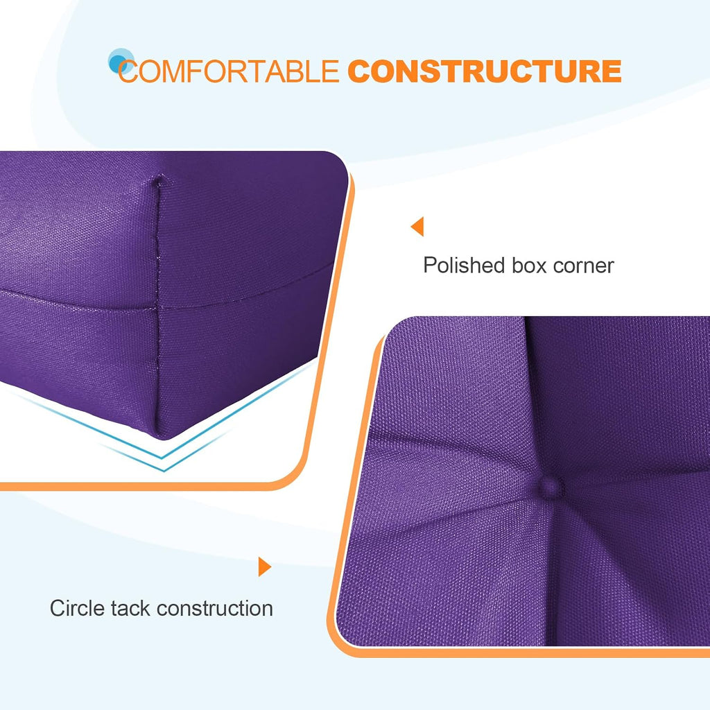 EAGLE PEAK Tufted Outdoor/Indoor Seat/Back Chair Cushions, Set of 2, 42'' x 21'', Purple