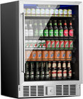 176 Can Freestanding Beverage Refrigerator, 5.3 Cu.Ft Drink Fridge with Glass Door, Adjustable Shelves & Temperature Control, Quiet Compressor Small Refrigerator for Soda, Beer or Wine