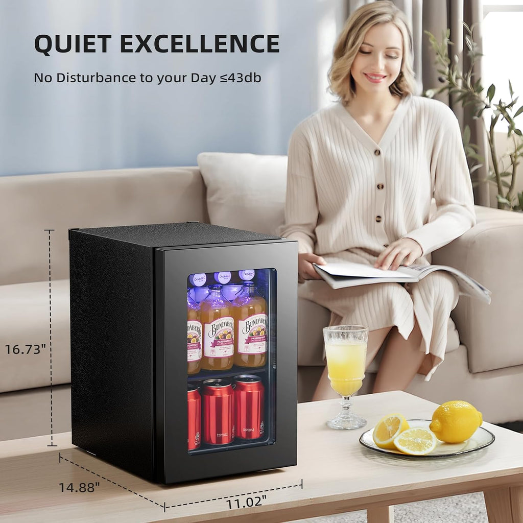 Antarctic Star 18L 24 Can Mini Fridge，Beverage Refrigerator with Quiet Compressor LED Light,Small Cooler with Electronic Temperature Control for Home/Office/Dorm/Bar.