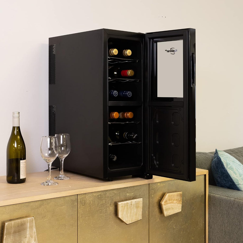 Koolatron Urban Series 12 Bottle Wine Cooler Refrigerator Dual Zone Thermoelectric Wine Fridge Freestanding Wine Cellar for Red White Sparkling Wine Ideal for Kitchen Apartment RV