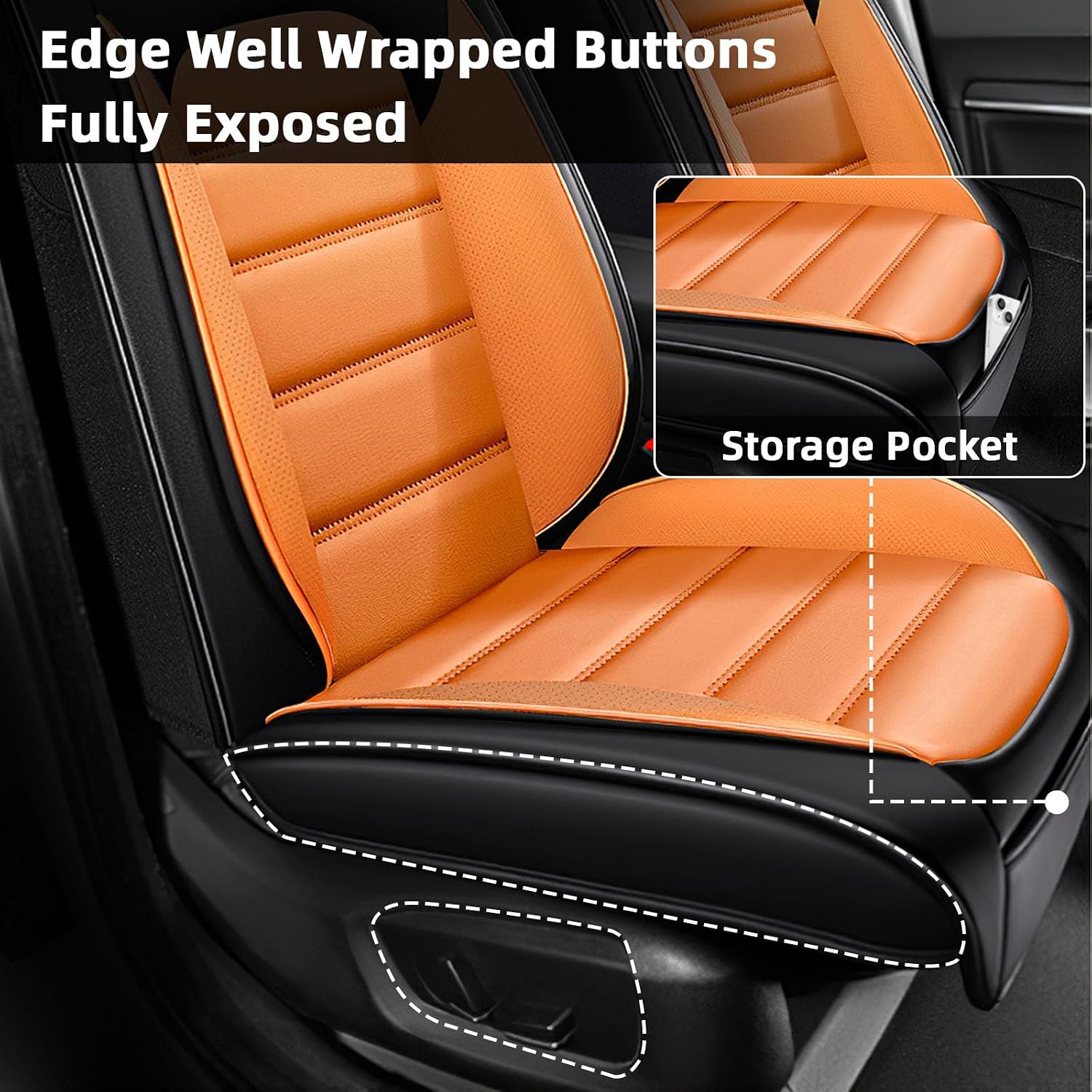 Car Seat Cover Fit for Volkswagen New Beetle 2000-2010,Compatible Airbag Non-Slip Waterproof Seat Cover,Car Seat Protector Premium Interior (Standard 2 Seats,Black Orange)