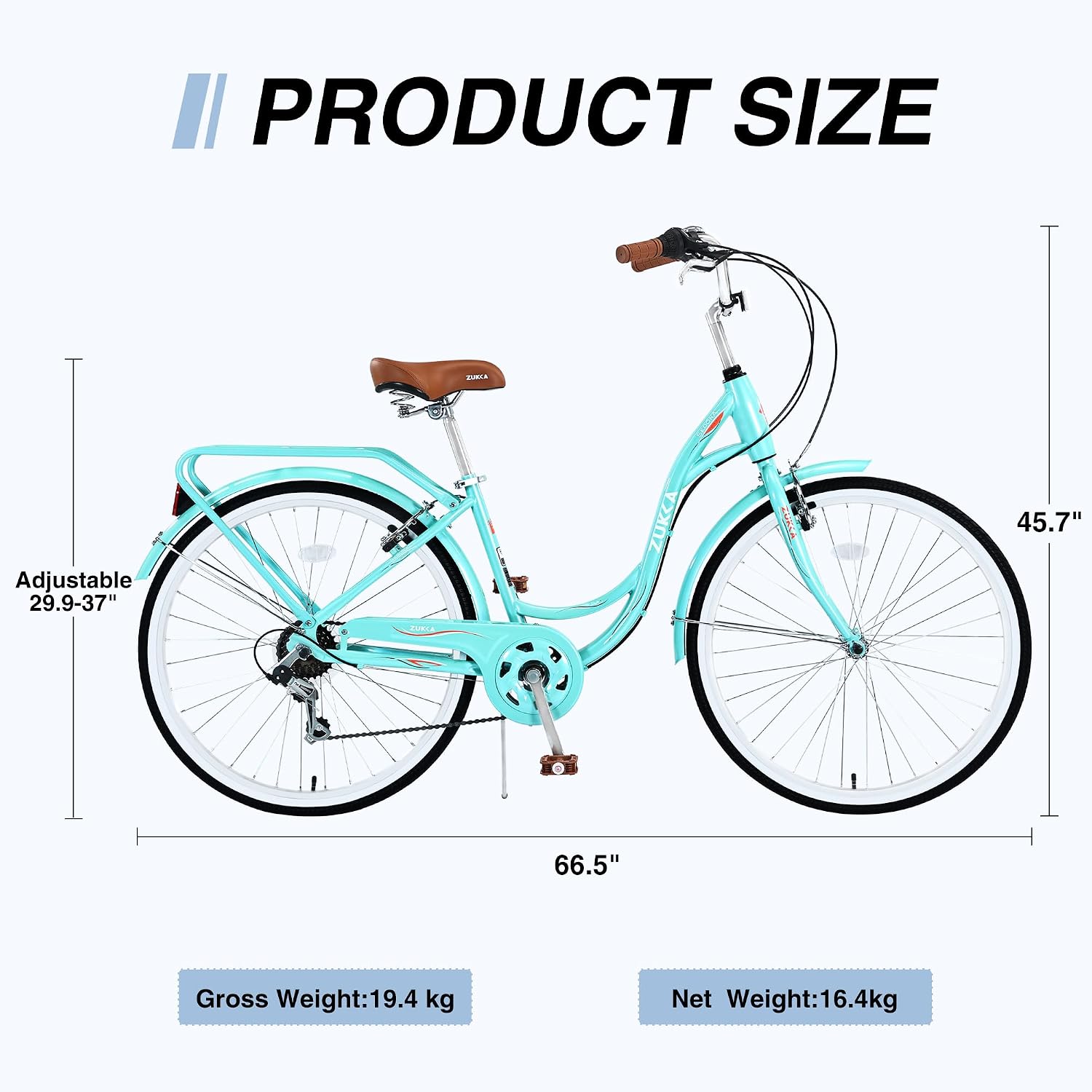 MEGHNA Beach Cruiser Bike Low Step - Through 24 inch/26 inch Bike Elegant Lady Bike V - Brake 7 Speed Cruiser Bike with Rear Rack Bell for Girls Women Senior, Multi-Colors