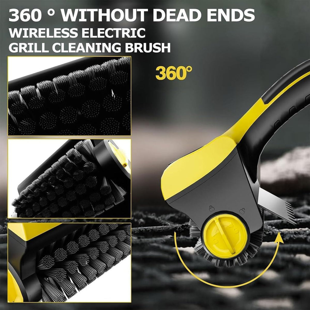 Grill Brush,Barbecue Grill Electric Cleaning Brush with Replaceable Head,360° Tile Cleaner with 2600Mah Battery and Water Injection Port,for Bathrooms,Cars,Floor,Tiles, Stoves, Sinks