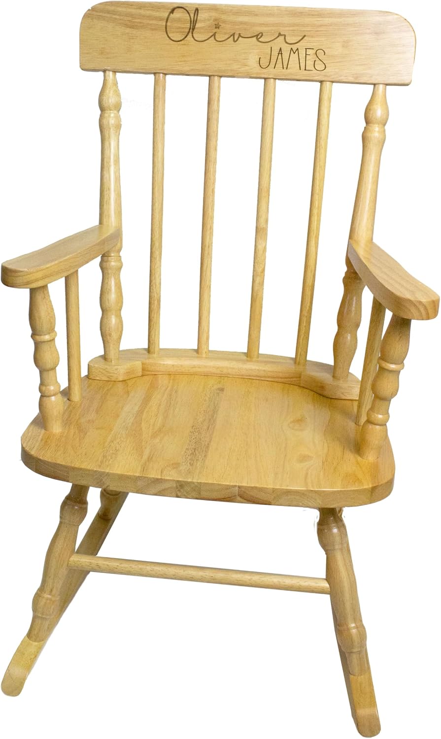 My Bambino Childrens Personalized Rocking Chair Natural Wood Engraved with Toddler Name Baby Gift