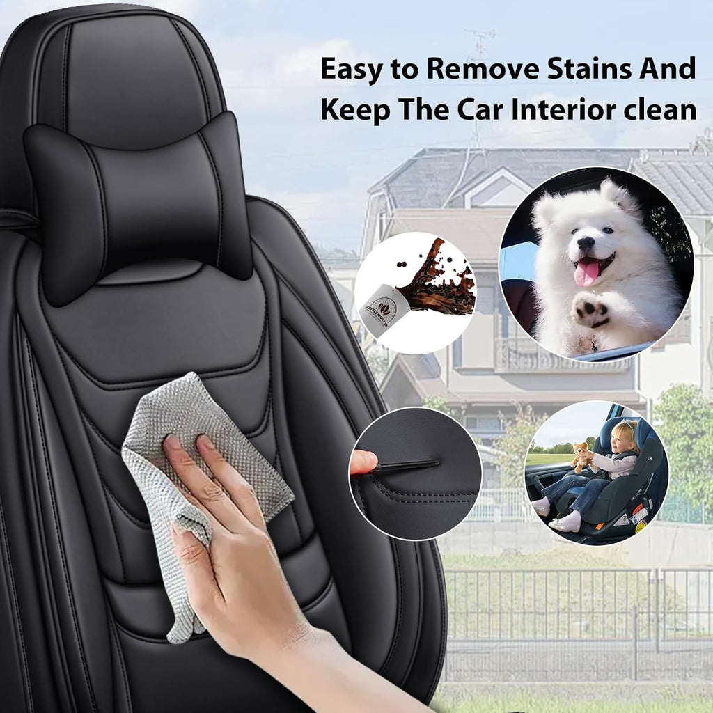 Fit for Toyota Tacoma 2004-2025 Custom Seat Covers, PU Leather Car Seat Covers, Full Coverage Protection, Thick Cushioning Seat Protectors(Luxury Full Set/Black)