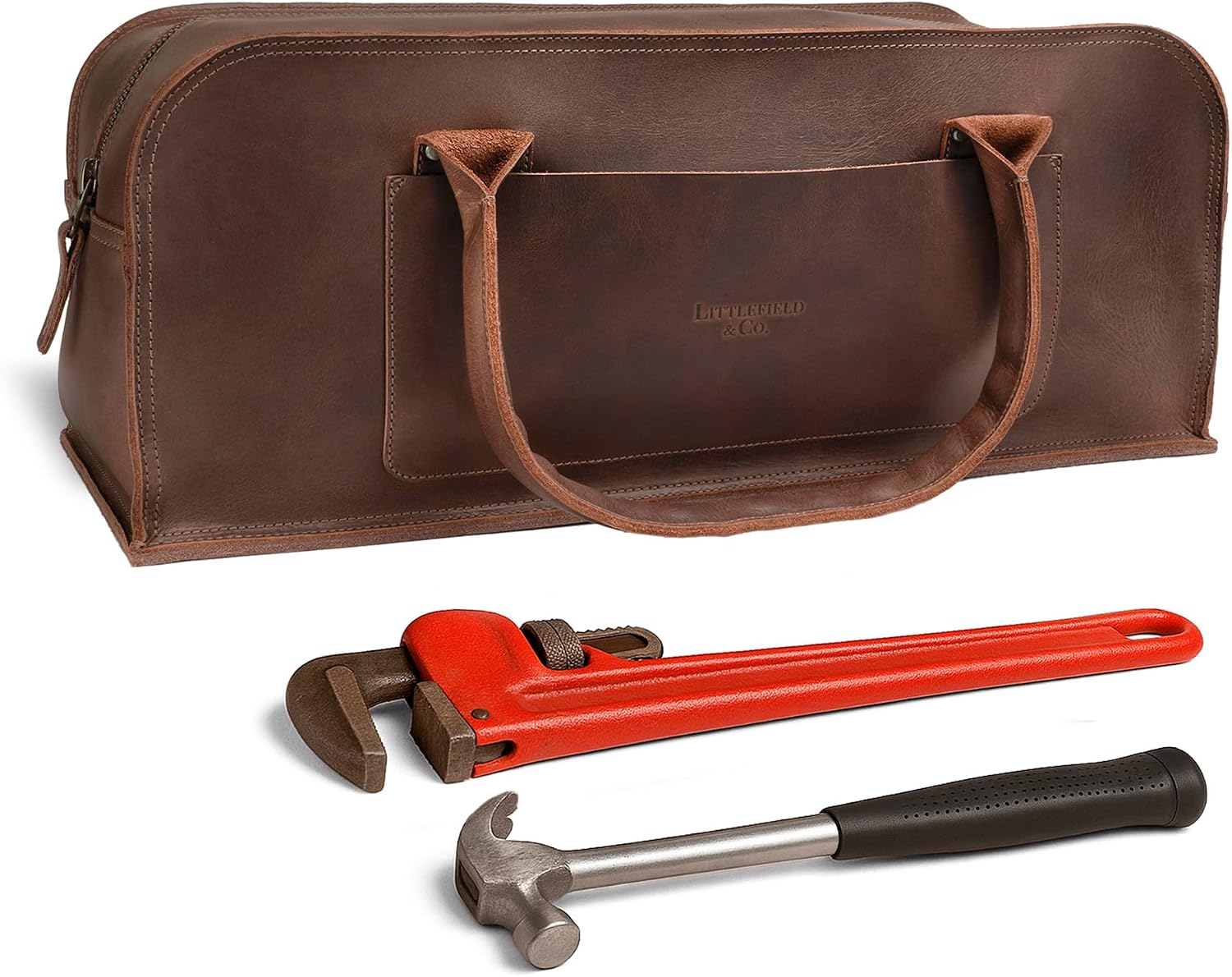 Littlefield & Co., Leather Multipurpose Doctor Utility Tool Bag, Handyman, Woodworker, Work Tool Bags for Power Tools, Men's Small Toolbag Organizer Pouch (Bourbon Brown)
