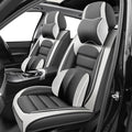 Car Seat Covers for CRV,for Honda CRV 2007-2024 2025,Waterproof Leather Seat Covers,Compatible Airbag,Front Set Comfort Car Seat Protectors for Most Cars(Pillows,Gray&White)