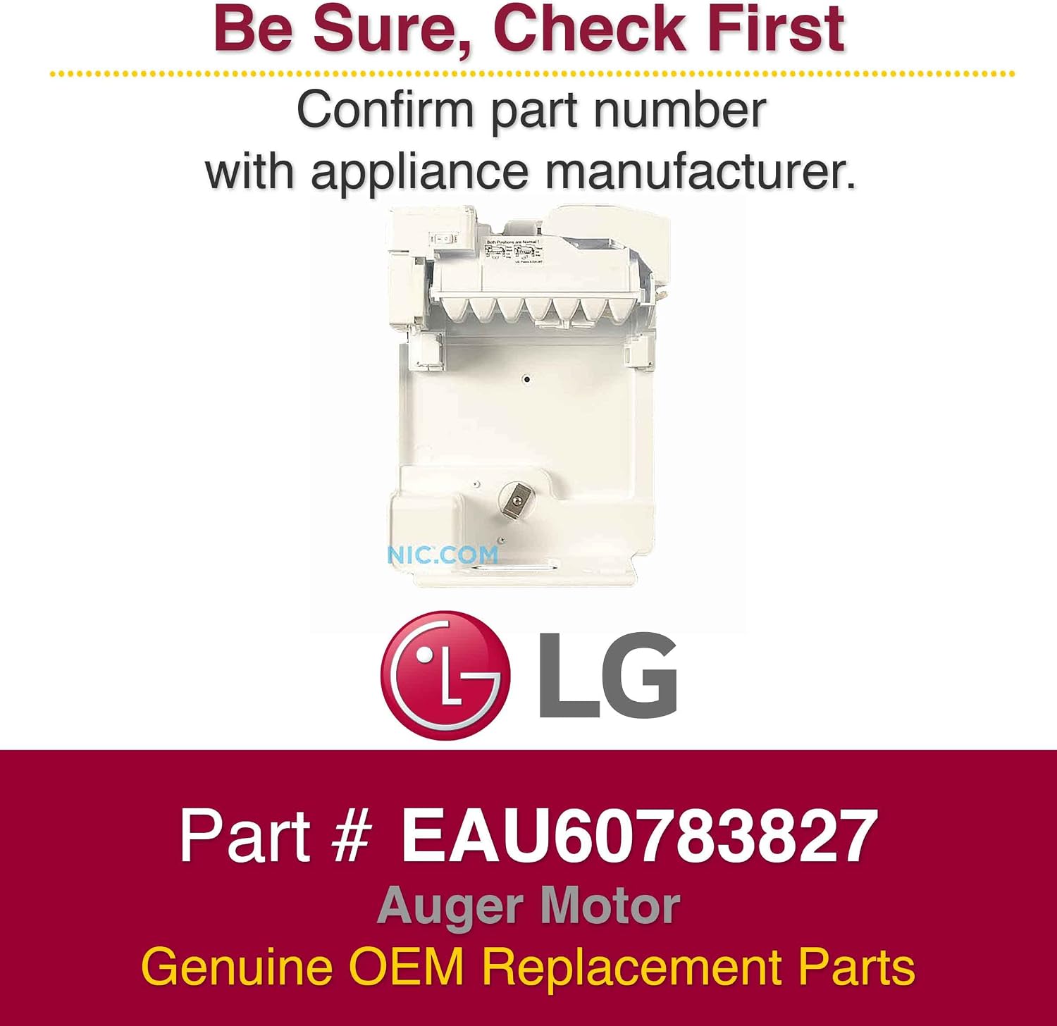 LG EAU60783827 Ice Maker Assembly, White