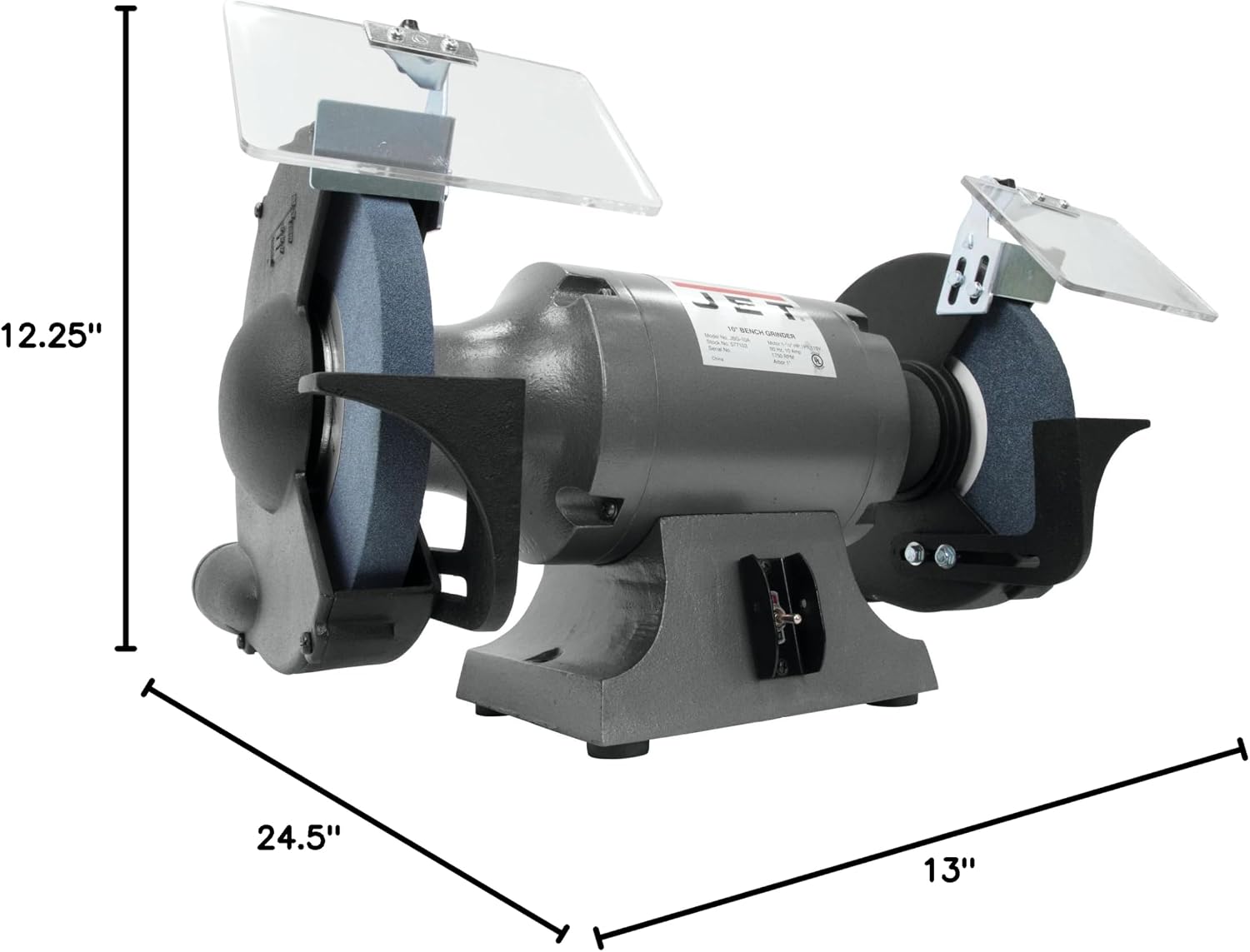 JET 10-Inch Bench Grinder, 1750 RPM, 1 HP, 120V 1Ph (Model JBG-10)