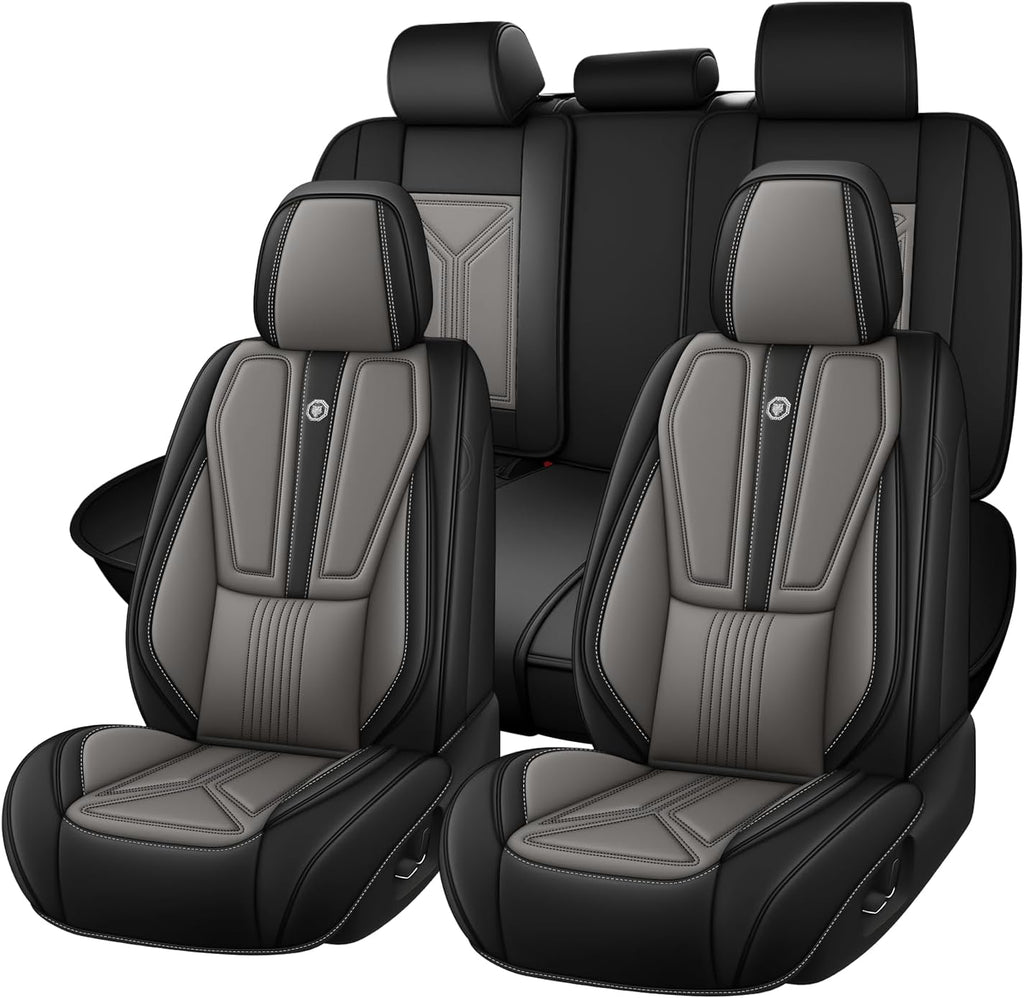 Car Seat Cover for Hyundai Santa Cruz 2022-2025,Waterproof Seat Protector Vehicle，Leather Seat Cover for Car Seat Cushions Automotive Seat Protector (Full Set,Black&Gray)