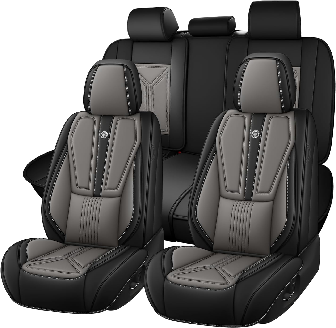 Car Seat Cover for Hyundai Santa Cruz 2022-2025,Waterproof Seat Protector Vehicle，Leather Seat Cover for Car Seat Cushions Automotive Seat Protector (Full Set,Black&Gray)