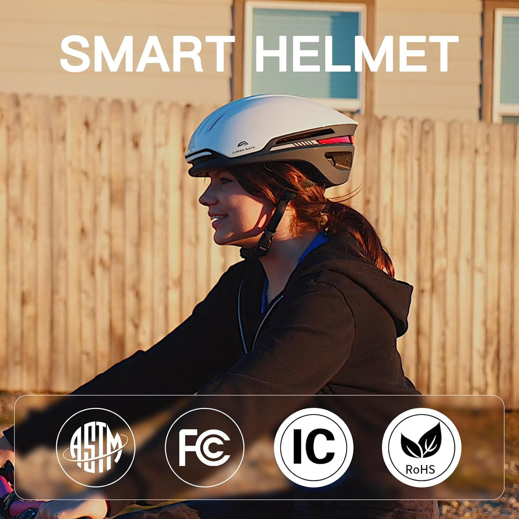 Bike Helmet with Bluetooth, Smart Bike Helmet for Adults Men Women with Built-in Speakers, Auto Brake Blinker, Front and Rear LED Turn Signals Remote Control, Smart Cycling Helmet.