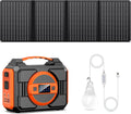 Solar Powered Generator 300W, Portable Solar Generator Power Station with Solar Panels 40W Included and 5 Watts USB Led Light Bulb