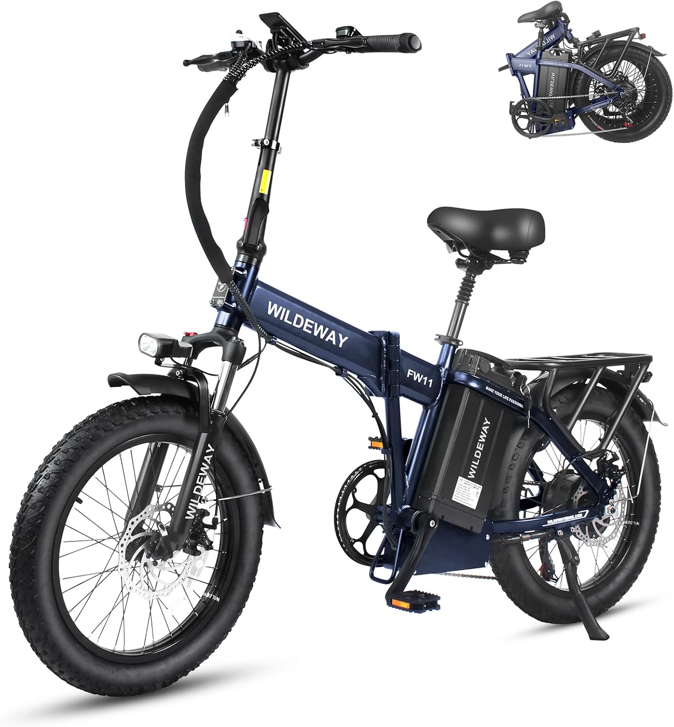Wildeway Folding Electric Bike for Adults with 32Ah Battery Long Range 750W Motor 28MPH,20'x 3.0'Fat Tire Foldable EBike, Urban City Commuter Men Women Bicycle 7 Speed Gear