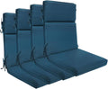 Indoor Outdoor High Back Rocking Chair Cushions Replacement Patio Seat Cushion Fade Resistance, Set of 4 (Olefin Teal Blue)