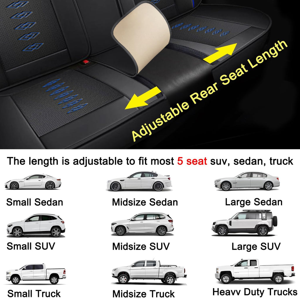 Car Seat Covers 5 Seats Fit for Mazda CX-90 2024 2025,Waterproof Leather Seat Covers,Airbag Compatible,Car Seat Protectors Interior Sets(Full Set,Black&Blue)