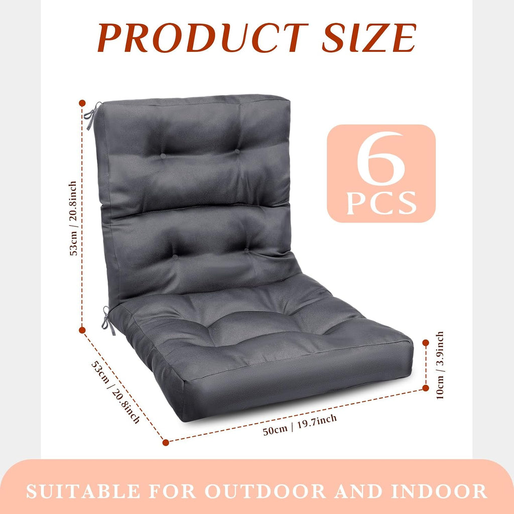 Hoteam 6 Set Patio Chair Cushions Outdoor 20 x 40 Inch High Chair Patio Cushion for Outdoor Furniture Waterproof Seat Rocking Indoor Thickened Pad(Solid Color Style,Gray)