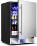 Feelfunn 24 inch Beverage Refrigerator - 180 Cans Beverage Fridge Under Counter with Stainless Steel Door, Built-in or Freestanding Beer Fridge, Outdoor Refrigerator for Patio Kitchen Home Bar