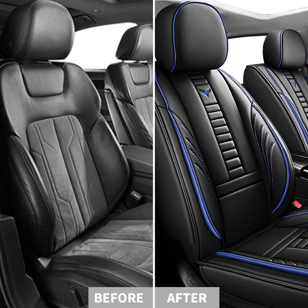 Front Car Seat Covers for Dodge Dart 2000-2025, Waterproof Heavy Duty Durable Seat Covers, Car Seat Protector with Storage Pocket, Car Seat Cushion Easy to Install Cover Set(Blue,Black)