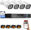 Wired Security Camera System Outdoor, 4 Channel 5MP Lite AHD TVI DVR Recorder with 500G HDD, 4pcs Wired Surveillance CCTV Bullet Camera Indoor Outdoor, Smart Motion Detection, Night Vision
