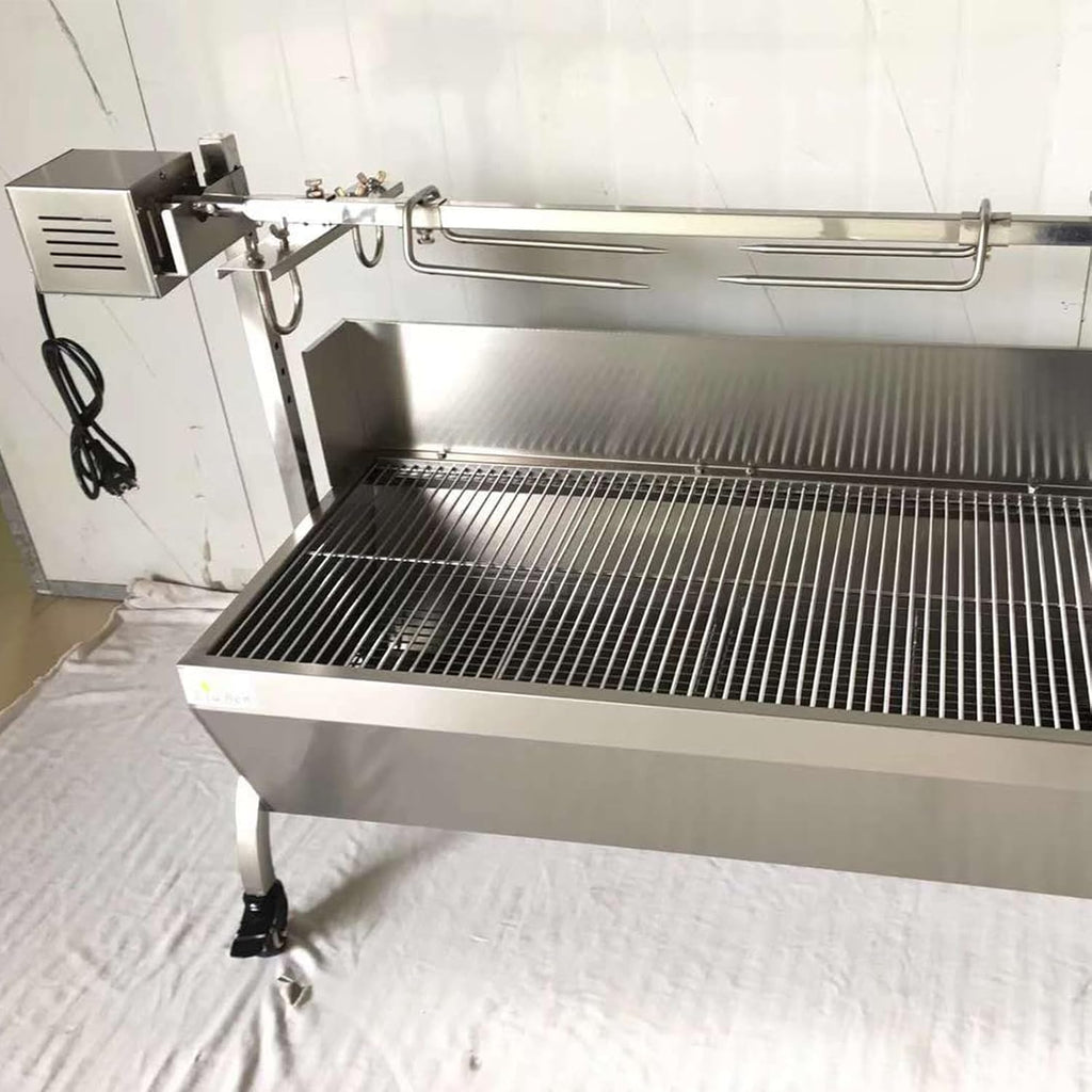 89 * 45 * 25cm,Fully Automatic Rotating Lamb/Meat Roasting Grill with Motor, Featuring A 30W Motor and Adjustable-Height Locking Casters, Suitable for Outdoor Camping Parties