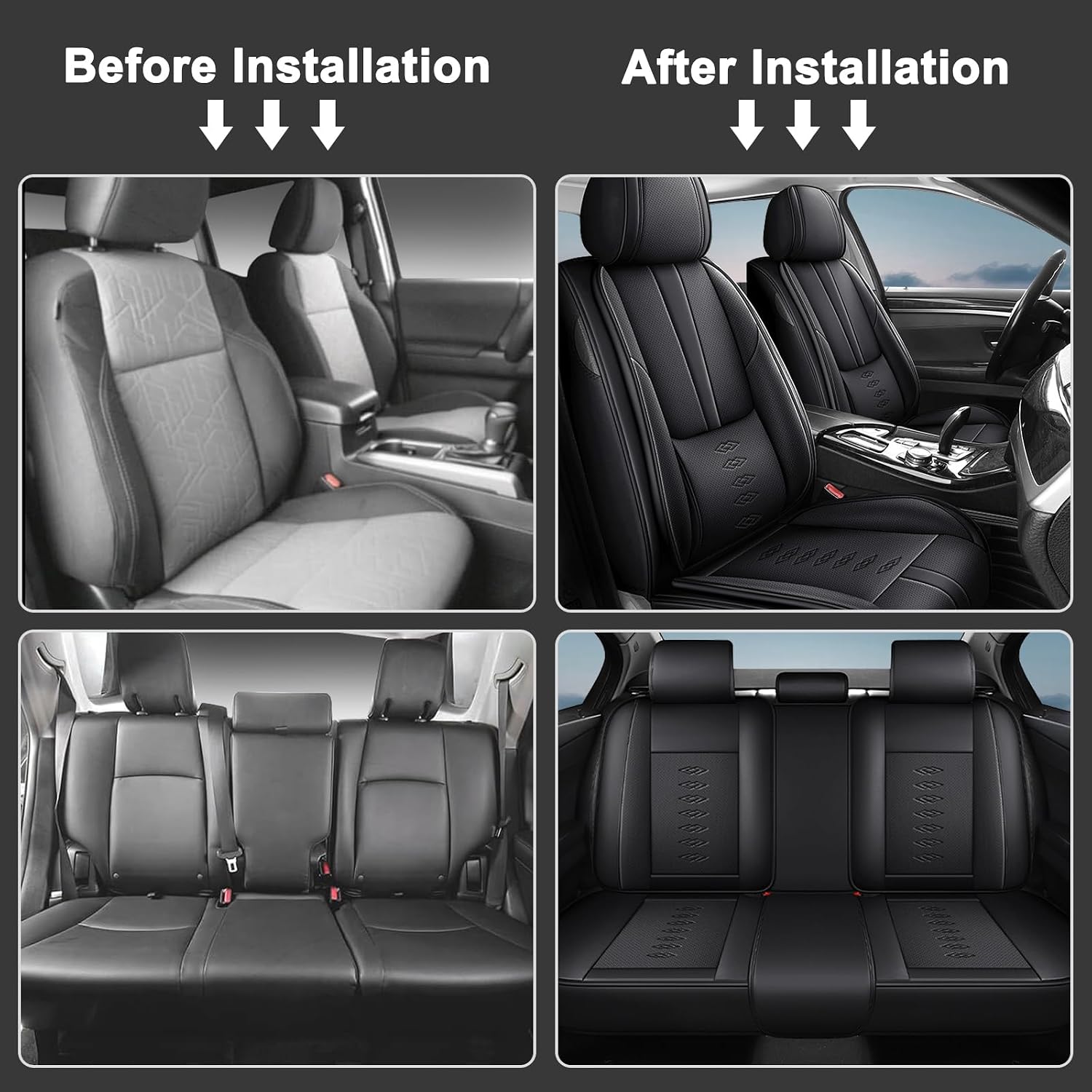 Car Seat Covers 5 Seats Fit for Mazda CX-90 2024 2025,Waterproof Leather Seat Covers,Airbag Compatible,Car Seat Protectors Interior Sets(5PCS with Pillows,Black)