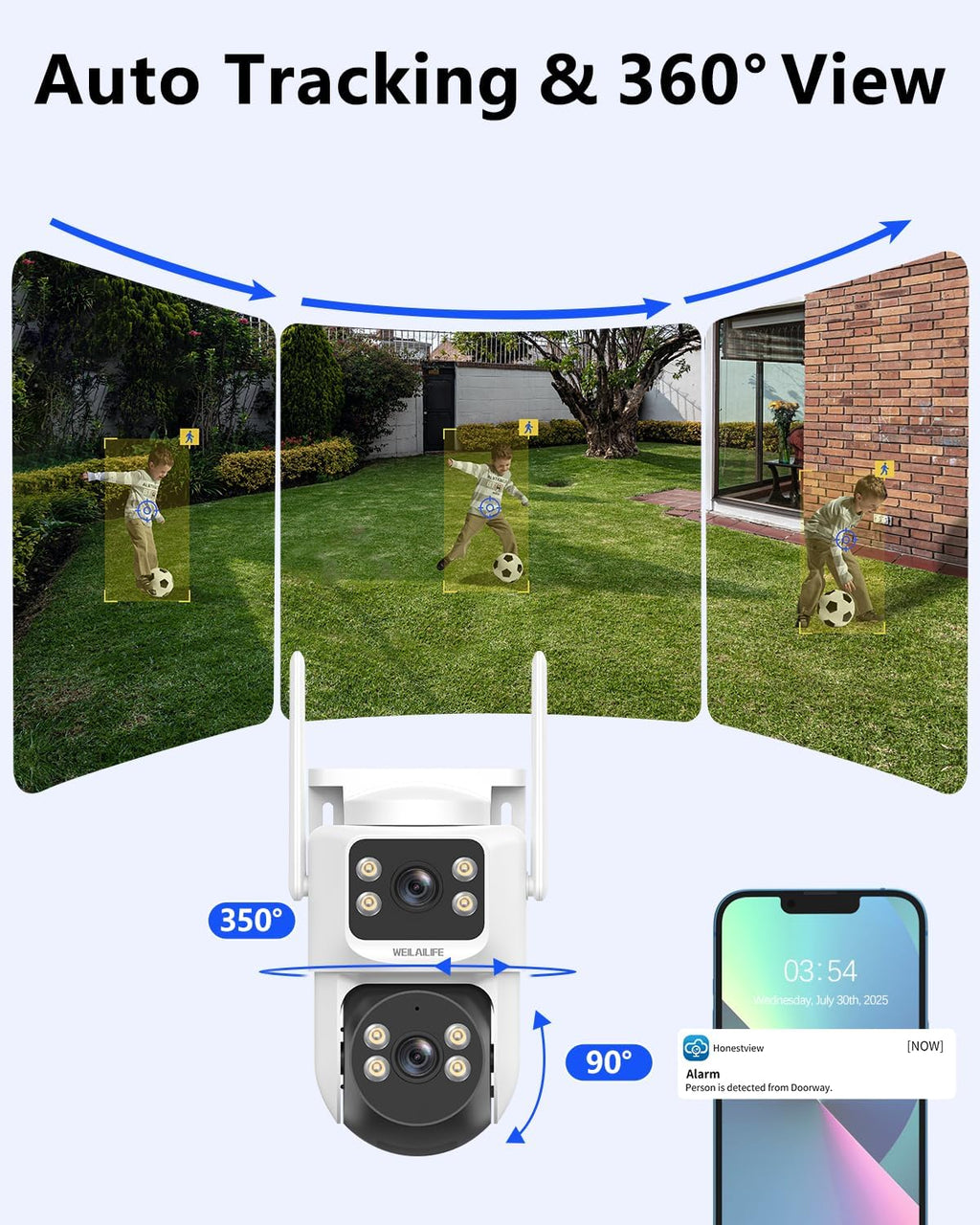 【2-Way Audio & 360° View】 4MP PTZ Security Cameras Wireless Outdoor, WiFi Home Surveillance System, Outside Wireless Security Systems, Surveillance DVR Kits