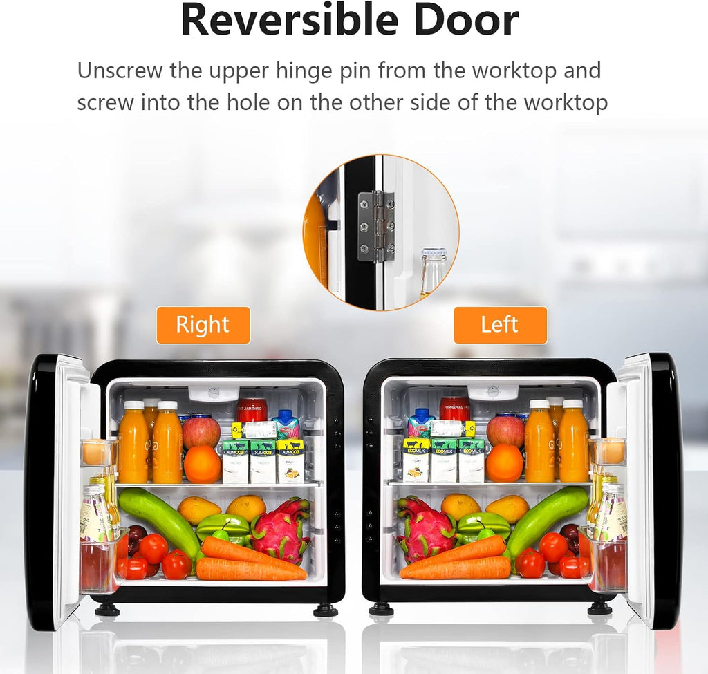 COSTWAY 1.6 Cu.ft Mini Fridge, Compact Refrigerator with Auto Defrost, Single Reversible Door, Adjustable Thermostat for Office, Dorm, Bedroom, Apartment (Black)