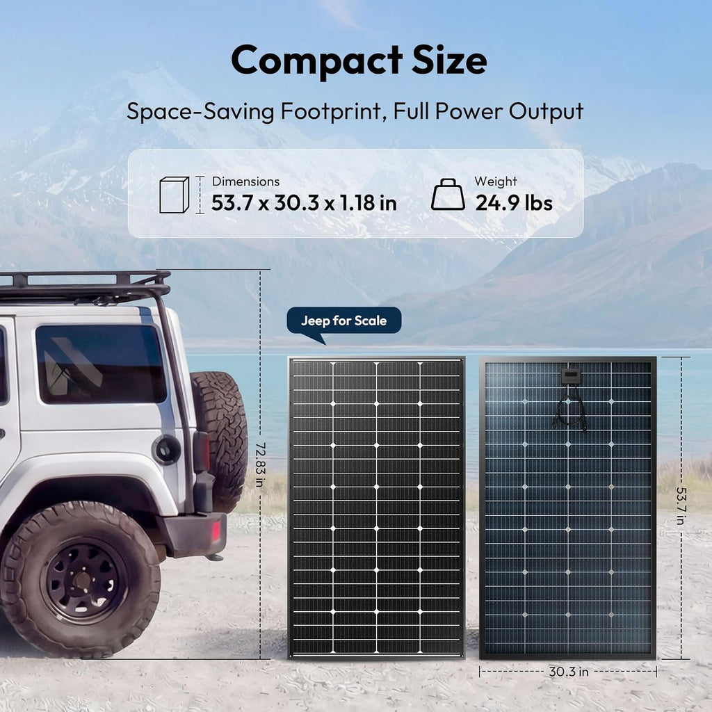 JJN Bifacial 200 Watt Solar Panel 12V 10BB Monocrystalline Solar Panels High Efficiency Solar Module for RV Home Battery Charging Farm Trailer Camper Marine Off Grid System Single Piece