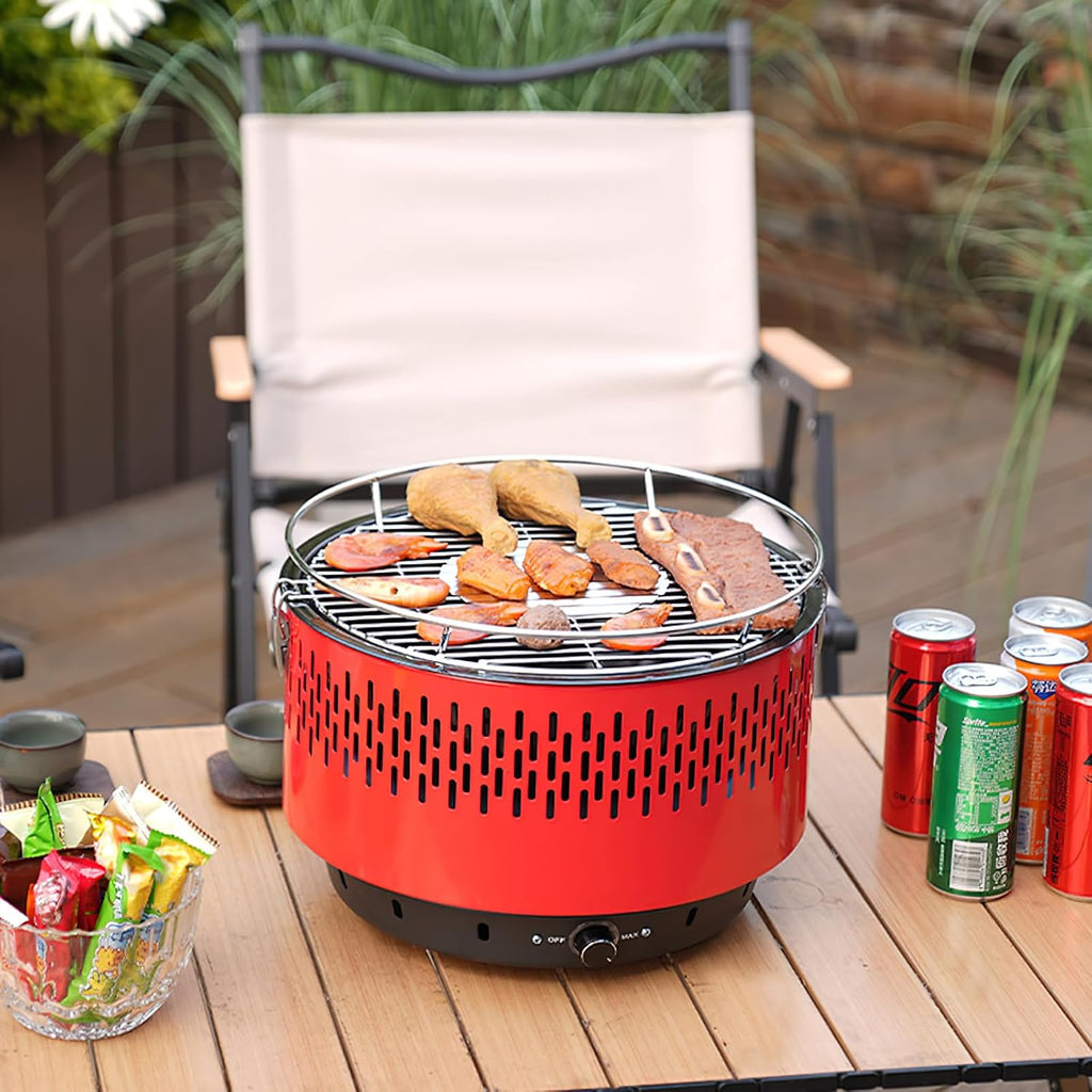 Smokeless Grill, Portable Indoor Outdoor BBQ Grill, 13.58x14.17x9.84 Inches, Temperature Control, 1500W