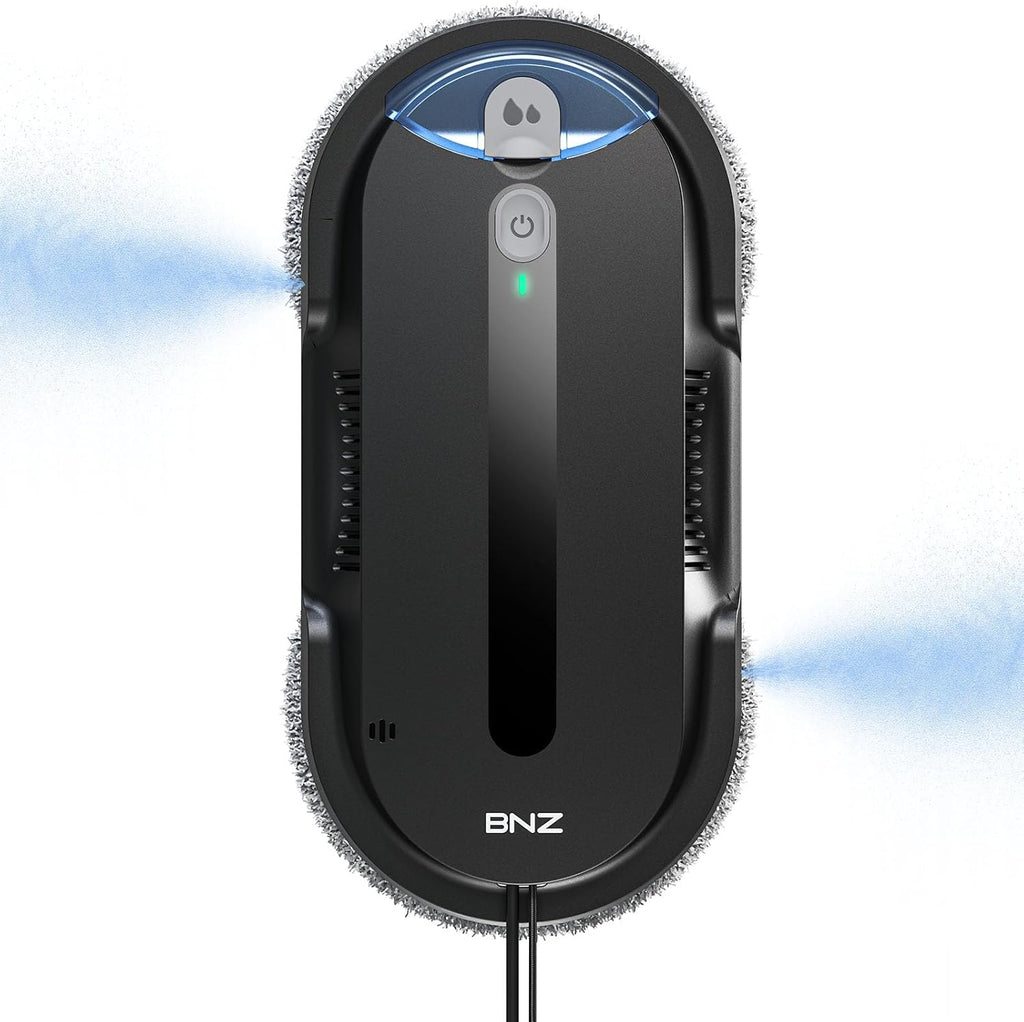 BNZ Smart Window Cleaning Robot, Twin Turbo & Dual Auto-Spray Window Cleaner with Multiple Safety System, AI Path Planning, Frameless Edge Detection, K1 (Matt Black)