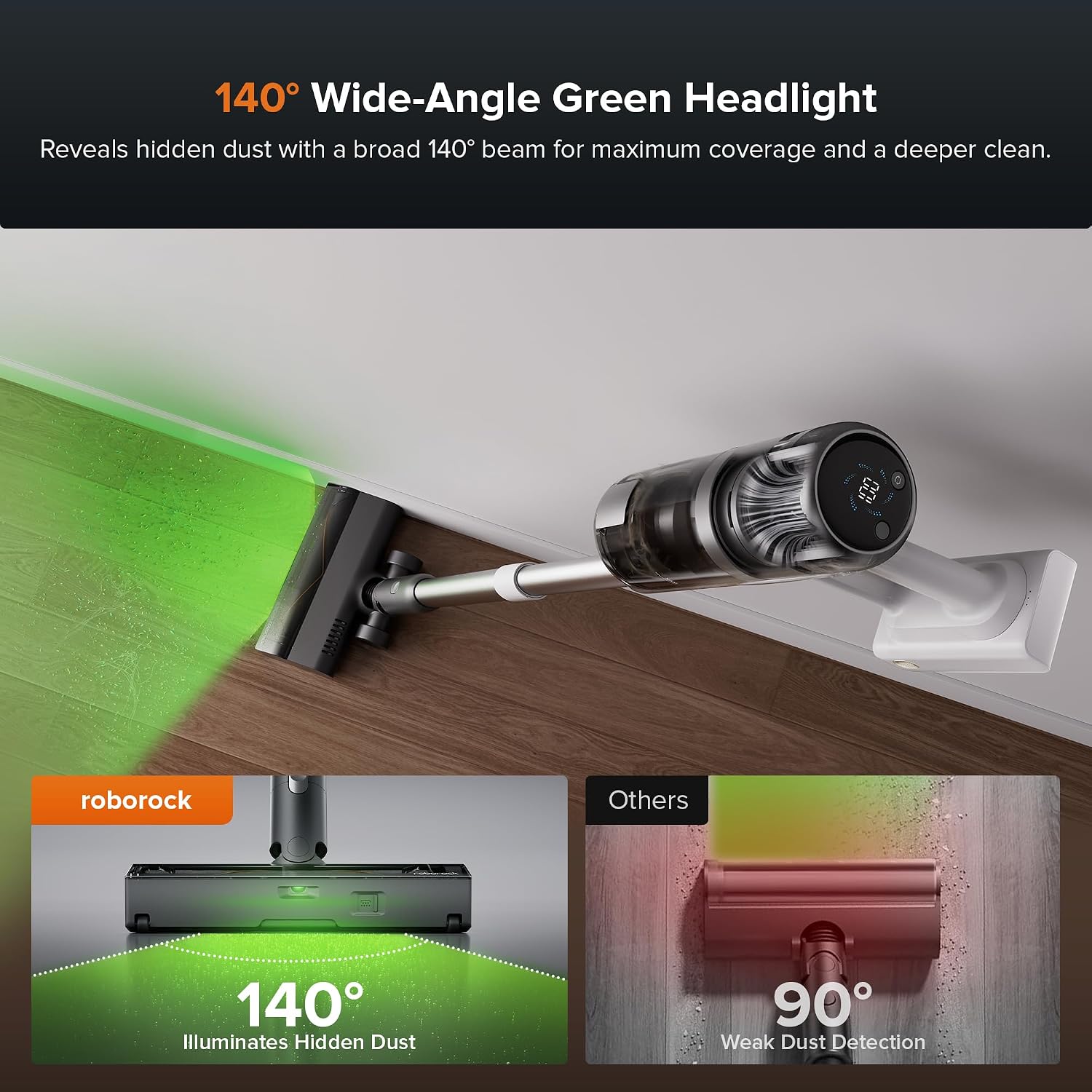 roborock H60 Hub Pro Cordless Stick Vacuum Cleaner with Auto-Empty Dock, 170AW Suction for Carpets and Pet Hair, Vacuum Cleaners with 80-Min Runtime, Anti-Tangle Brush, 140° Green LED Dust Detection
