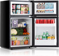 DOGHLY 3.2 Cu.Ft Mini Fridge with Freezer, 2 Door Compact Refrigerator with 3 Adjustable Thermostat, Low Noise, Removable Shelf, Small Refrigerator for Dorm, Office, Bedroom, Black