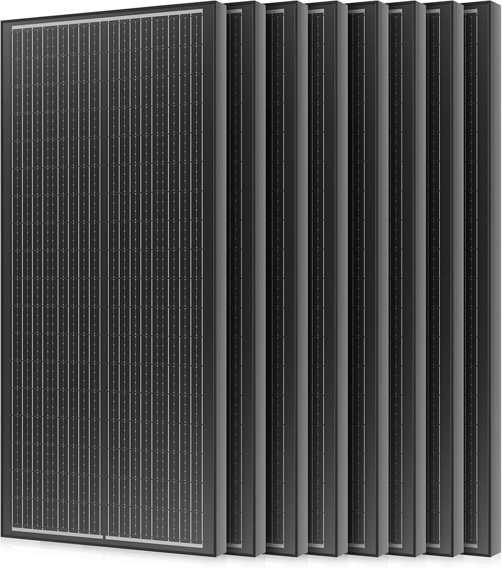 18BB N-Type 800 Watt Solar Panel, 12V 8PCS 100W Solar Panels, 25% High-Efficiency, Monocrystalline PV Modules, for RV, Marine, Boat, Shed Farm, Rooftop, Farm and Off-Grid System