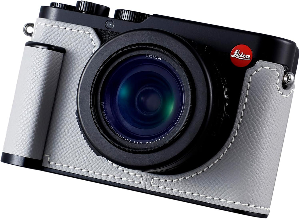 Camera Half Case for Leica D-LUX 8, Vintage Metal Genuine Leather Instant Camera Protective Cases Stylish Portable Shockproof (Grays)