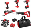SKIL PWR CORE 20 Brushless 20V 6-Tool Power Tool Combo Kit, Includes 2.0Ah & 4.0 Ah Batteries, 60W Charger and Soft Bag - CB8006B-20