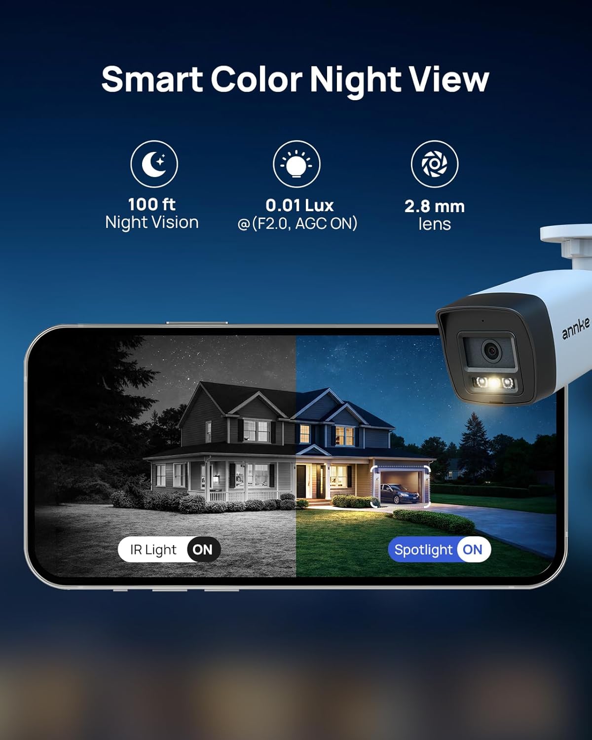 ANNKE H500 3K 5MP Poe Security Camera System, 8CH H.265+ NVR with 2TB HDD, 8pcs Wired Outdoor Bullet IP Camera with Red & Blue Light and Audio Alarm, Human/Vehicle Detection, Two-Way Audio, IP67