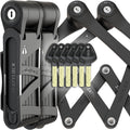Seatylock FoldyLock Compact Folding Bike Locks - Set of 2 Matching Bike Locks with 6 Identical Keys - Patented Lightweight Heavy Duty Anti Theft with Carrying Cases for Bicycles and E-Bikes