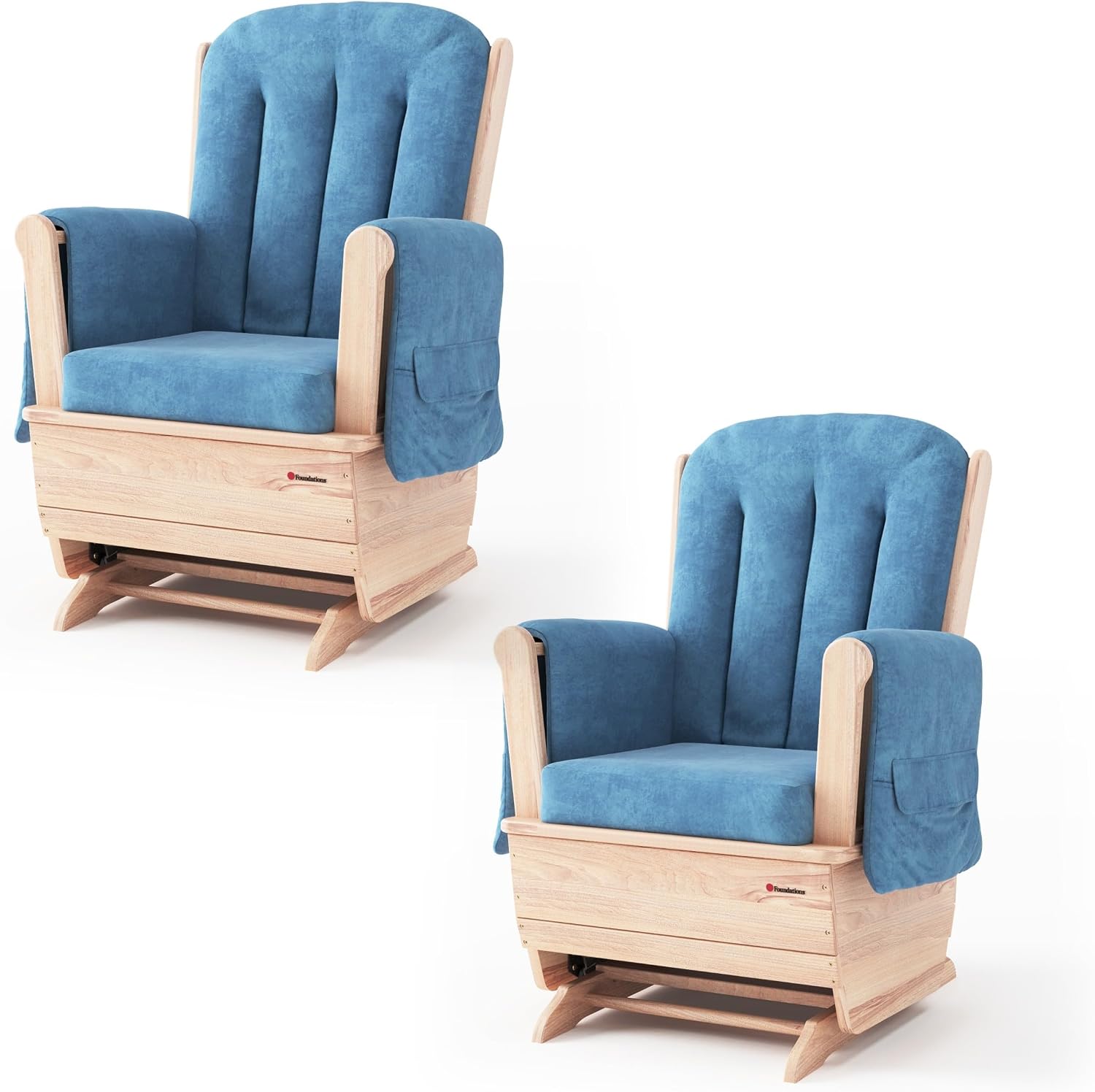 Foundations SafeRocker Glider, Blue Microfiber Cushion, 2-Pack