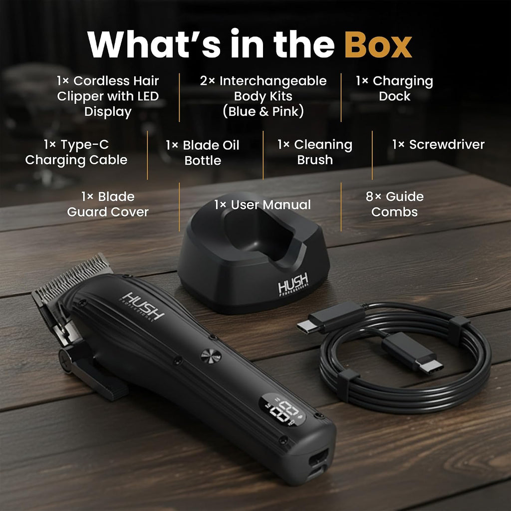 Cordless Hair Clipper for Men - Hair Buzzer Cordless Clipper Set, Barbers Tools, Men's Grooming Professional Set with LED Display
