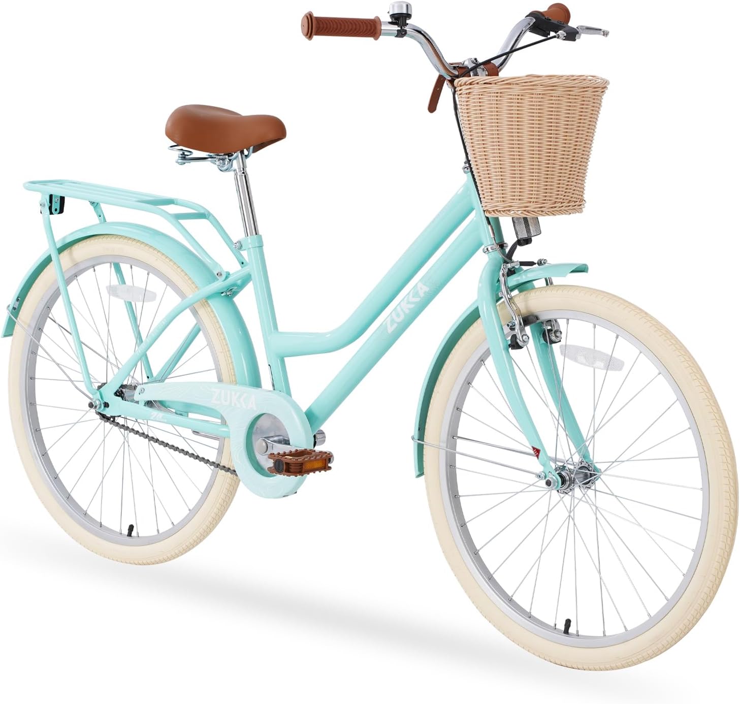 24 Inch Girls Bike ，Girls Bike with Basket for 10+ Years Old Kids，No Training Wheels Included ，Single Speed,Multiple Colors
