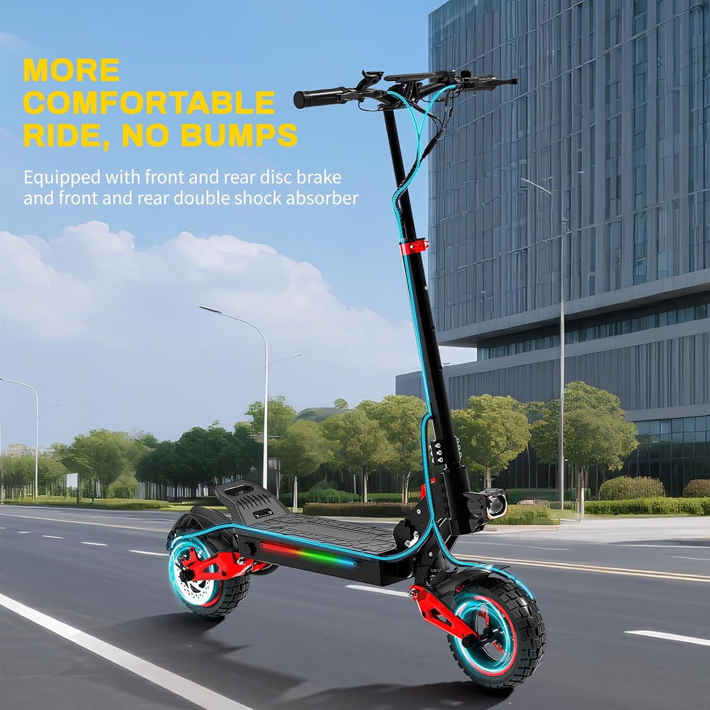Electric Scooter Adults, 26/37 Miles Long Range, 28/34 Mph Max Speed, 10/11' Off-Road Tires,1200W/1600W Motor, Adjustable Handlebar Height, Dual Braking System,Folding Commuter E Scooter