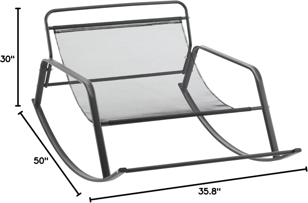Extra Wide Boucle Rocking Chair with Technical Leather Oversized Gliding Recliner for Indoor Outdoor Living Room Nursery Bedroom (XL-White)
