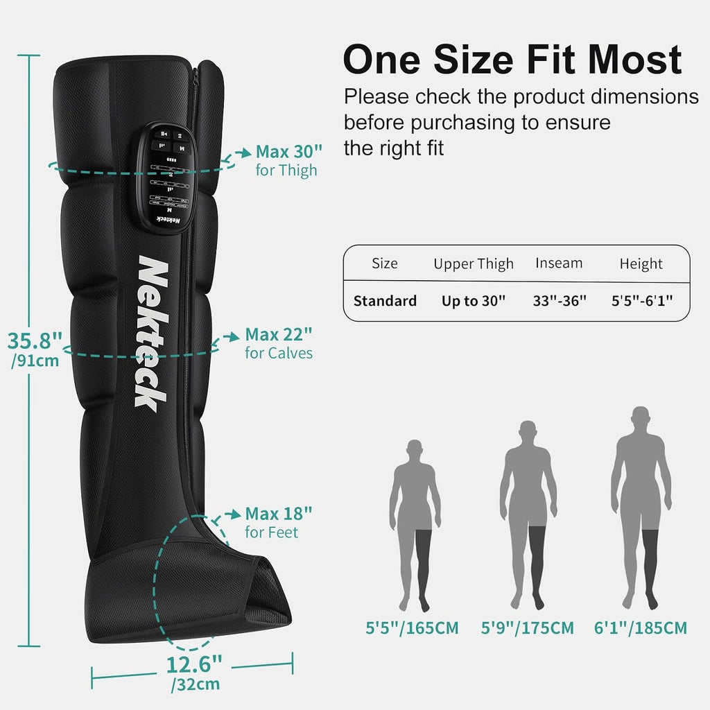 Nekteck Leg Compression Massager Recovery System, Cordless Foot and Leg Massager for Circulation and Pain Relief, Rechargeable Compression Boots with 6 Modes 4 Intensities, Legs Relaxation