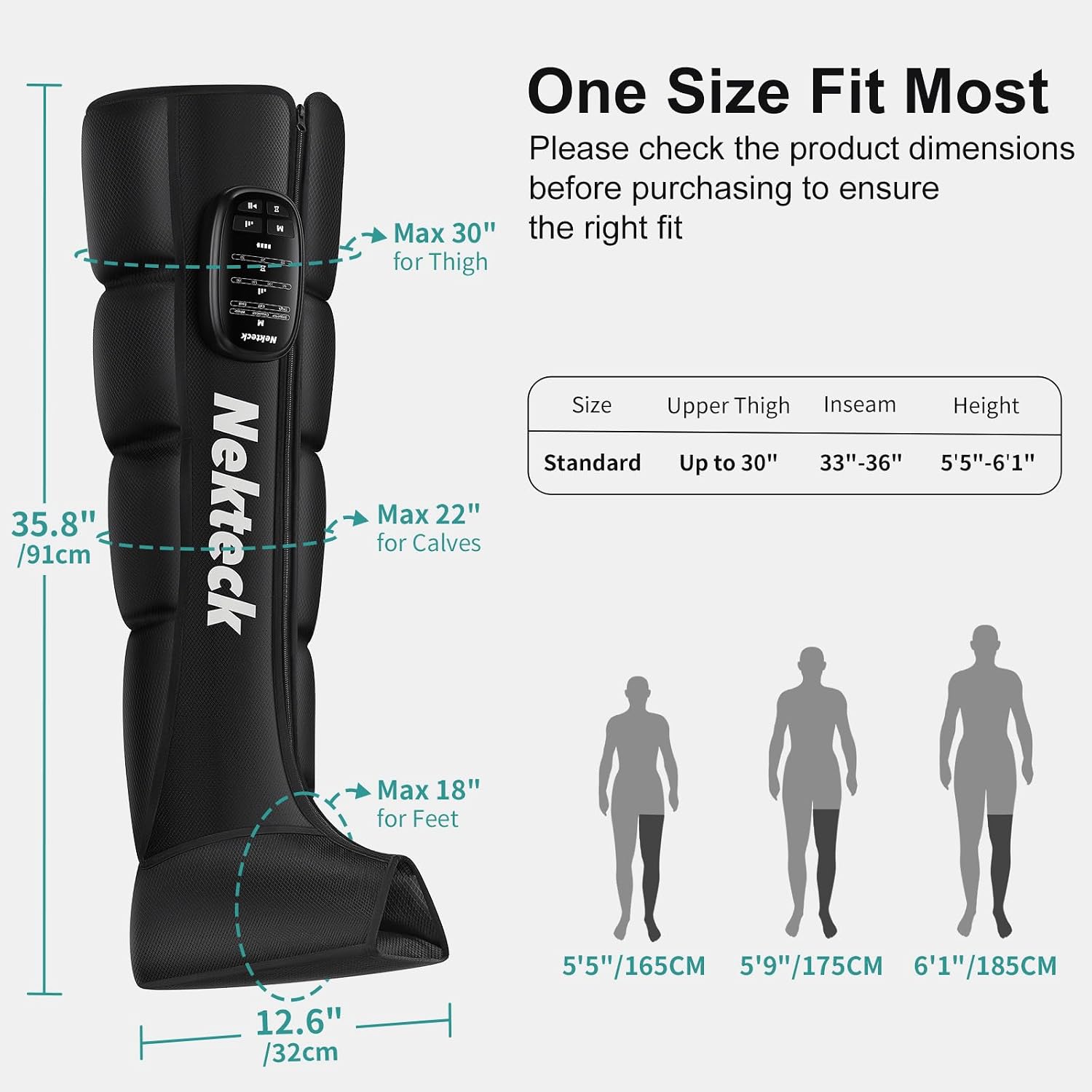 Nekteck Leg Compression Massager Recovery System, Cordless Foot and Leg Massager for Circulation and Pain Relief, Rechargeable Compression Boots with 6 Modes 4 Intensities, Legs Relaxation