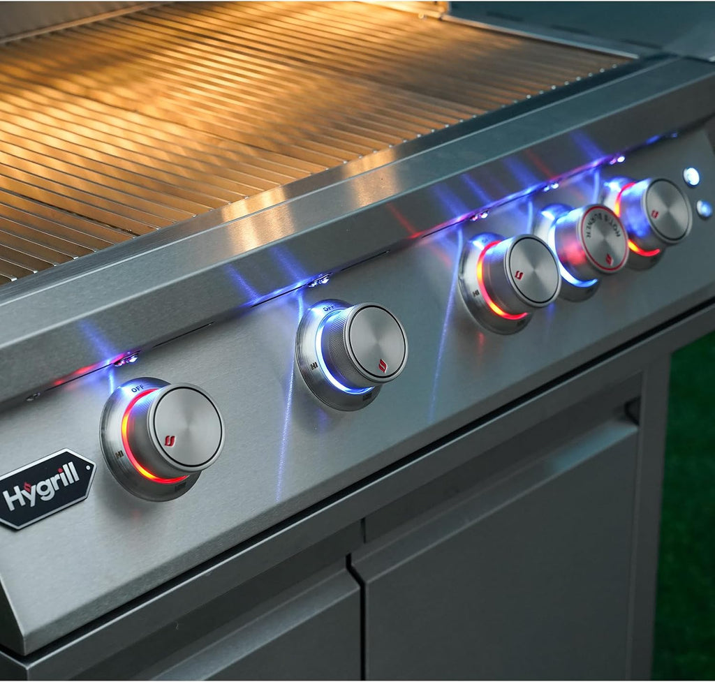 Hygrill Premium XTR 32-Inch Built In Grill, Stainless Steel 4-Burner Grill Head for Outdoor Kitchen with Rear Infrared Burner and LED Lights, Liquid Propane