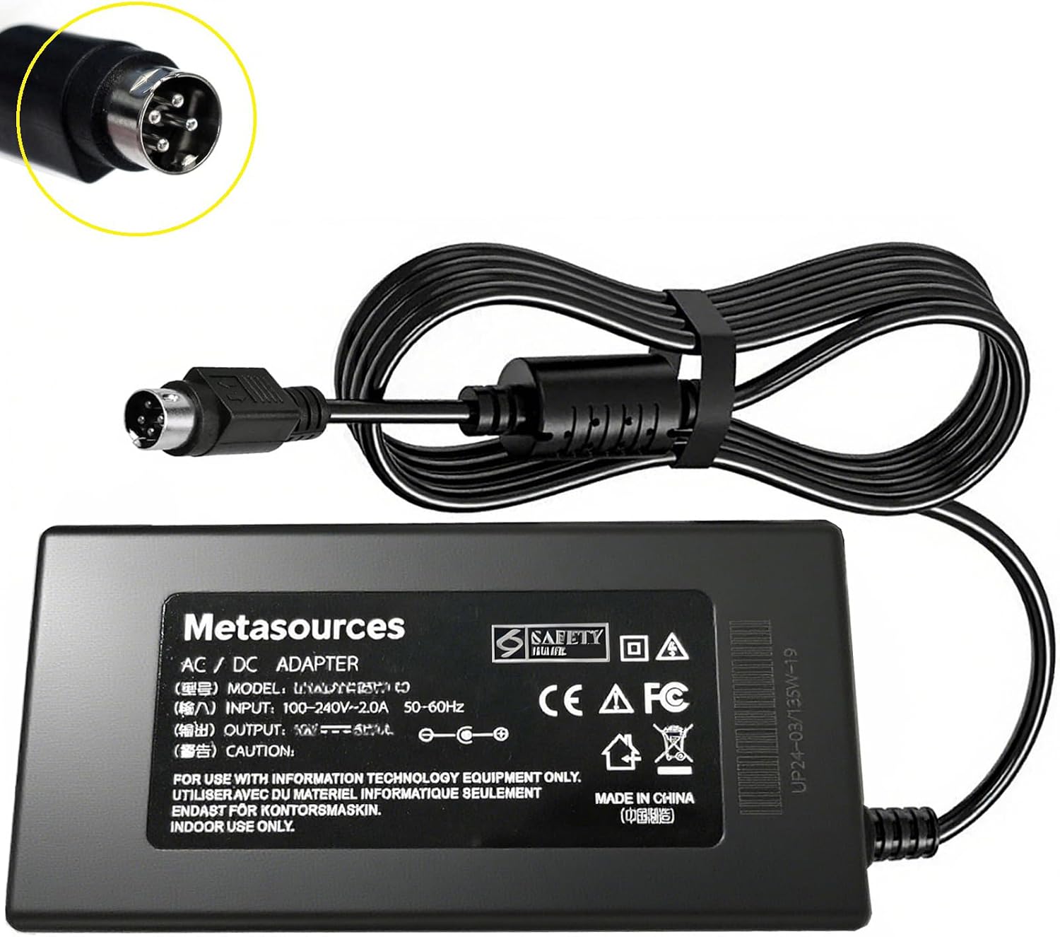 4-Pin AC/DC Adapter Compatible with SUNGZU Model SKA1000 SKA1000-T SKA1000T Li-ion Battery 1000W Portable Emergency Power Station CPT240002 32V-45V 6.5A 7.5A Power Supply Cord